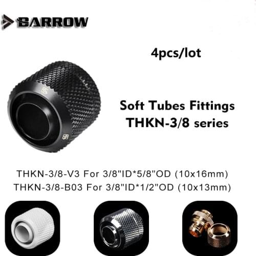 Barrow water cooling THKN-3/8 Series,Soft Tube Fitting,G1/4" Adapter,For 3/8"ID x 5/8"OD (10x16mm) or 3/8"ID x 1/2"OD (10x13mm)