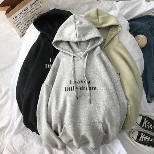 Korean Womens Hooded Sweatshirt Harajuku Letter Printing Womens Super Large New Versatile Trend Winter Couple Casual Hoodie