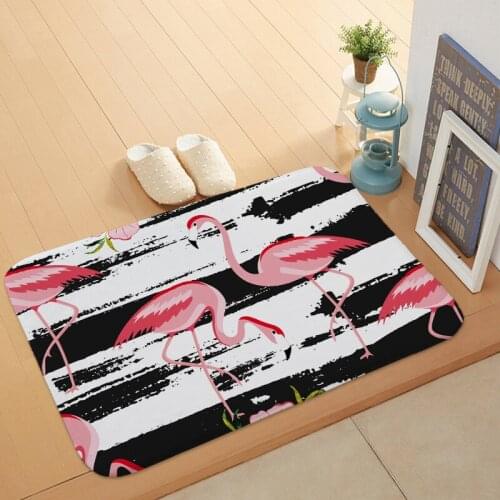 Zeegle Dustproof Welcome Home Entrance Door Mats Pink Double Flamingo Pattern Carpets Anti-Slip Waterproof Bathroom Rugs Decor