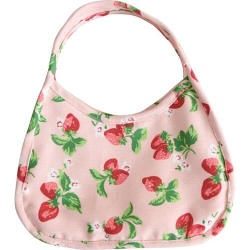 Ladies Shoulder Bag Summer New Cute Little Strawberry Simple and Compact Canvas Underarm Bag All-Match Mobile Phone Bag Printing