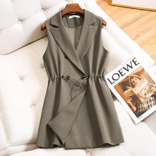 L-3XL New OL Fashion Women Suit Vest Style Elastic Waist Slim Elegant Office Big Size Female Tops Black Jackets Chaleco Mujer