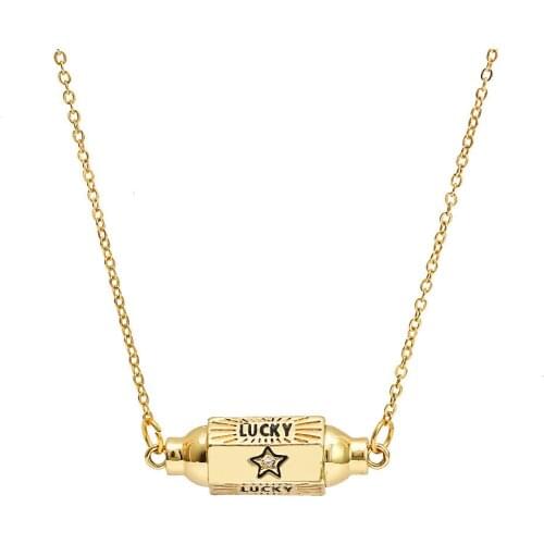 1PC New Pavé Color Diamond Necklace Female Love Hexagonal Pillar Fine Chain Micro-Inlaid Pendant Clavicle Jewelry Accessories