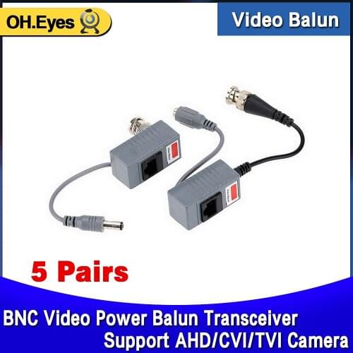 10pcs CCTV Camera Accessories Audio Video Balun Transceiver BNC UTP RJ45 Video Balun with Audio and Power over CAT5/5E/6 Cable