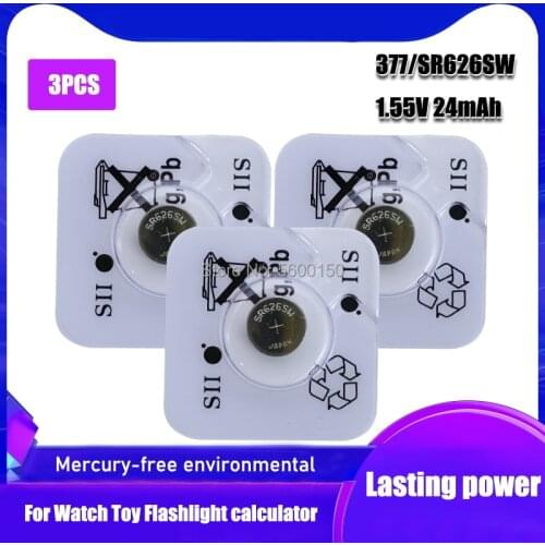 3pc FOR SEIZAIKEN 100% Original 377 SR626SW SR626 AG4 1.55V Silver Oxide Watch Battery Button Coin Cell MADE IN JAPAN
