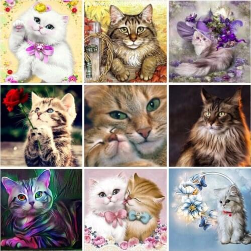 DIY Cat 5D Diamond Painting Full Round Drill Rhinestones Diamond Embroidery Mosaic Cross Stitch Craft Kit Handmade