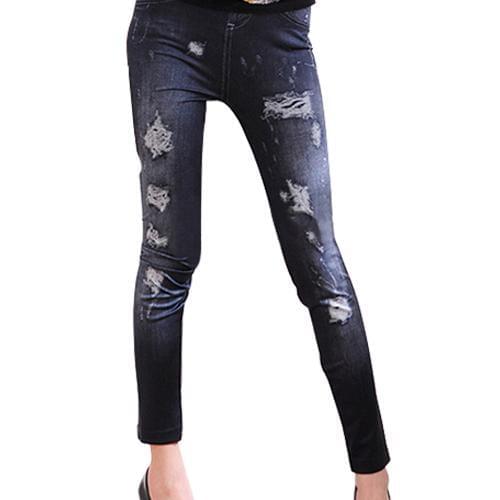 Pants women Fashion Women Elastic Leggings Skinny Ripped Hole Jeans Trousers Pencil Pants woman pants sweatpants femme pantalon