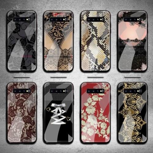 TOPCASHOP Love Lace Flower Phone Case Tempered Glass For Samsung S20 Plus S7 S8 S9 S10 Plus Note 8 9 10 Plus