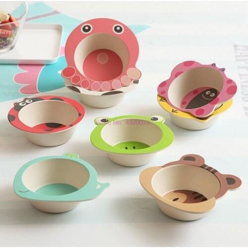 DHL 100pcs Environmental Natural bamboo fiber child bowl Baby tableware cartoon dinner Tableware