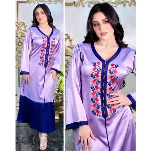 Eid Mubarak Silk Abaya Dubai Muslim Abaya Islam Clothing Maxi Dresses Abayas Women‘s’ Robe Longue Vetement Femme Musulman wy291