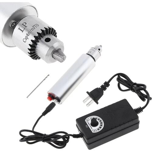 DC 3V-24V Electric Hand Drill 385 Motor Rotary Tool with JTO Chuck and Adjustable Power Adapter for Plastic Wood Hole Tool