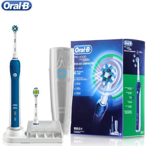 Professional Oral B PRO4000 Electric Toothbrush Teeth Whitening Rechargeable 3D Smart Tooth Brush Deep Clean Daily Oral Care