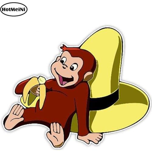 HotMeiNi 13cm x 10.7cm Funny Curious George Decal Personality Car Styling Animal Car Sticker Vinyl Graphic Waterproof Stickers