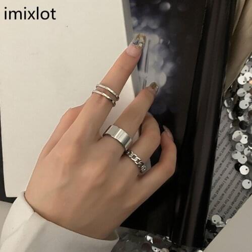 3pcs Hip-hop cold wind street snap ring opening finger ring chain buckle Aesthetic accessorie joint ring halloween jewelry