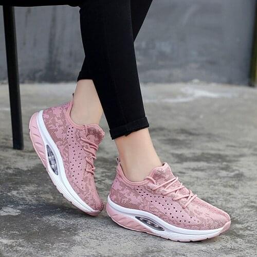 Fashion Woman Flat Shoes Casual Sneakers Women 2021 Summer Breathable Mesh Fabric Shoes Lace Up Running Shoes Female Trainers