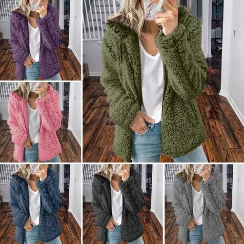 Women Faux Fur Thick Jacket Coat Autumn Winter Warm Soft Loose Jacket Female Coat Outerwear Plush Ladies Casual Overcoat Top