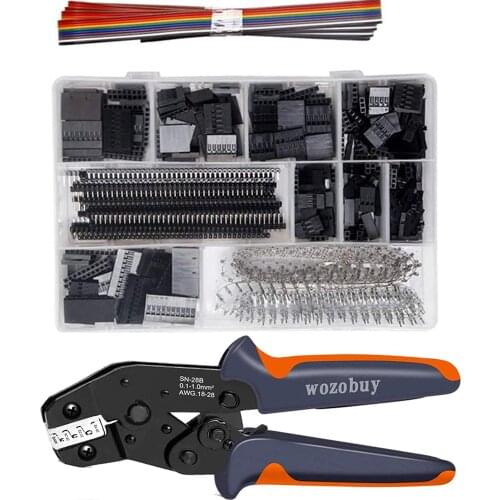 SN-28B Crimping Tool, Self-Adjusting Ratcheting Crimper Tool for AWG 28-18 (0.1-1.0mm²) with 1550PCS Dupont Pins Crimper Pliers
