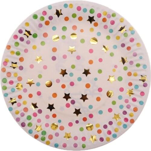 Baby Shower Disposable Paper Plate Party Supplies Pink And Gold Dot Dinner Plate Bridal Shower Wedding Party Decoration