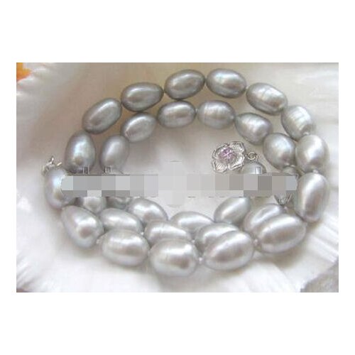 P5711- 17" 10-11mm natural gray baroque freshwater pearl necklace - 925 silver c