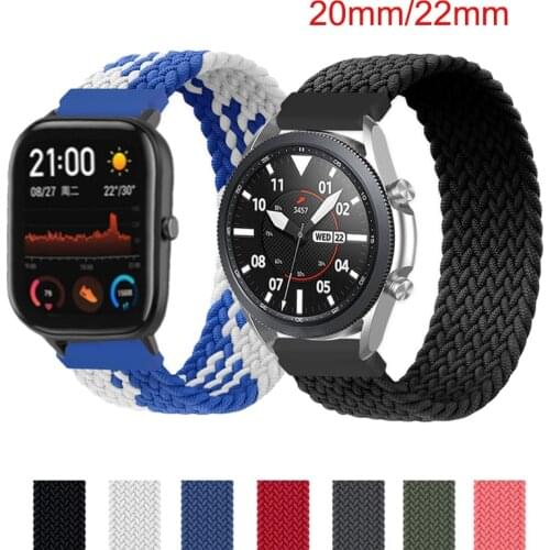 20mm/22MM Braided Solo Loop For Samsung Galaxy watch 3/46 42mm/active/Gear S3 Bracelet Huawei Amazfit GTS/2/2e/GTR2 watch Strap