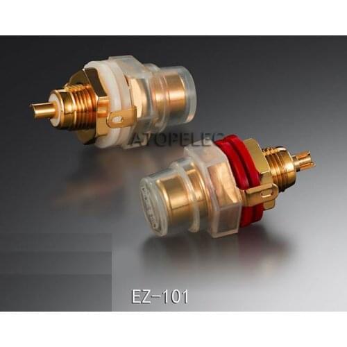 2pcs EIZZ 24K Gold Plated Brass RCA Jack Female Socket Connector for HiFi Audio Video TV CD AMP Panel Chassis Mount EZ-101