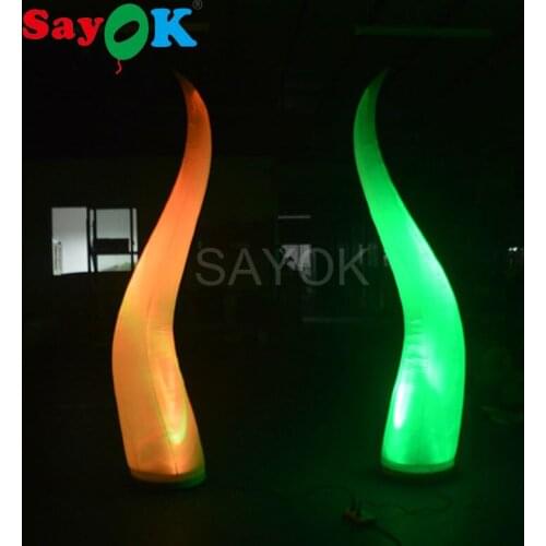 Sayok 2M High Inflatable Lighted Ivory Tusk with 16 Colors Changing Light for Stage Party Bar Event Decoration