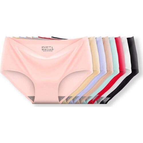 Sexy Womens Panties Underwear Seamless Sport Briefs Mid Rise Solid Female Ice Panty Comfort Lady Lingerie Light Thong 3Pcs/Set