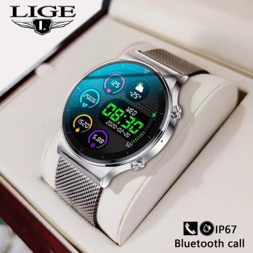 LIGE 2021 New Bluetooth Call Smart Watch Men IP68 Waterproof Full Touch Watch Sport Fitness Smartwatch Custom Face For Men Women