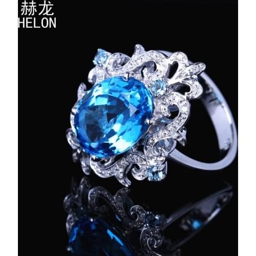 Sterling Silver 925 Flawless 9.5x13.5 Oval Cut 4.7ct Genuine Blue Topaz Natural Diamonds Engagement Women Trendy Jewelry Ring