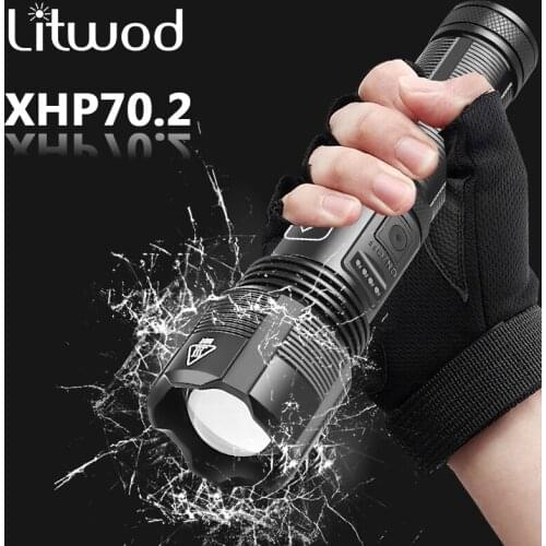 Super Bright 4 Core P70.2 LED Flashlight with Battery Display 5 Lighting Modes for Adventure, Hiking, Camping, Hunting, Etc