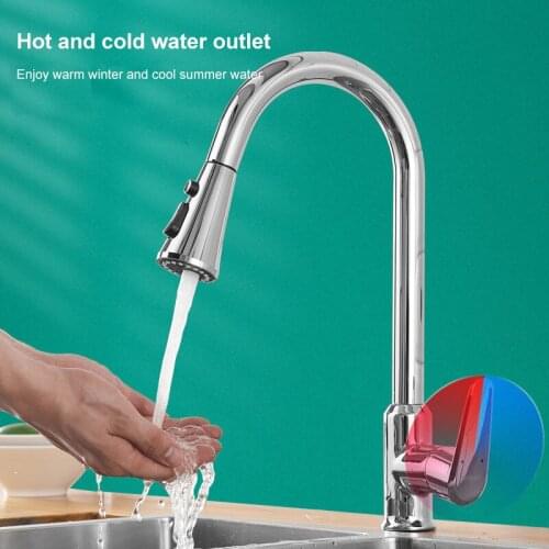 Rotatable Brass Stainless Steel Kitchen Faucet Hot Cold Tap Telescopic Kitchen Taps Draw Faucet For Kitchen Bathroom Accessories