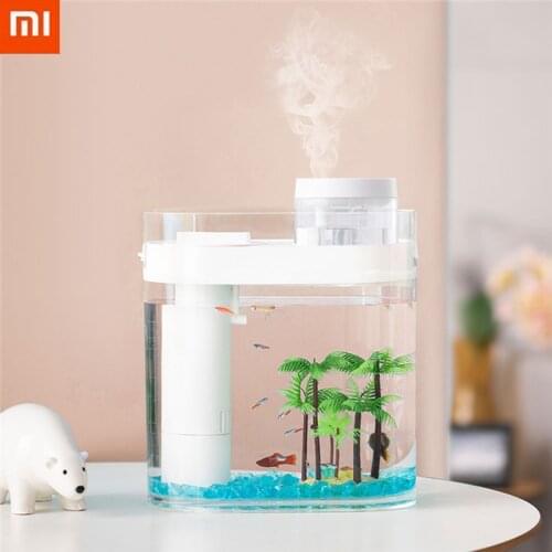 Xiaomi Geometry Transparent Fish Tank Aquaponics Ecosystem Small Water Garden Ecological Fish Tank Aquarium With Humidifier