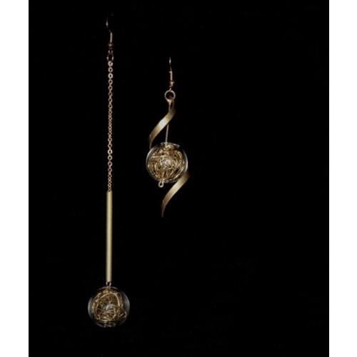 Original Brass Glass Ball Long Dangle Earrings For Women 2020 Handmade Copper Wire Asymmetric Drop Earrings Jewelry Earrings