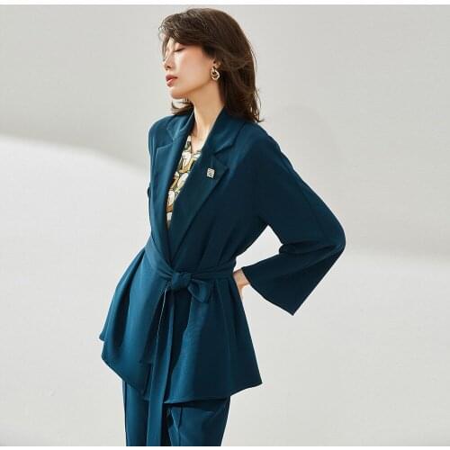 Suit Jacket Female Lace Acetate Fabric Silky And Comfortable Spring And Summer 2021 New Loose Suit Sunscreen Clothes White Blue