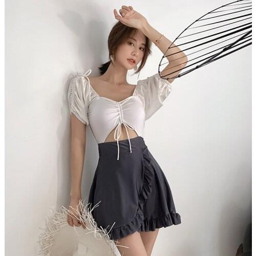 Bathing Suit Women One Piece Teenage Swimwear Skirt Korea Swimsuit Trendy Beach 2020 Bikini Badpak Plus Size Mayo Lycra Sweet