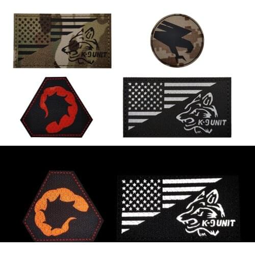 1 Pc 3D Infrared reflective reflective scorpion badge U.S. flag k9 army fan outdoor sports patch clothing backpack hat applique
