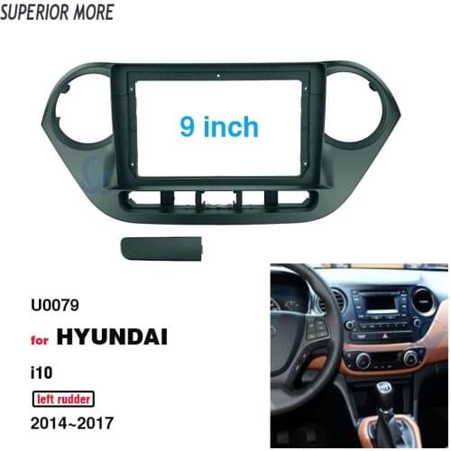 2 Din 9 Inch Car Radio Installation Plastic Fascia Panel Frame and Cable for HYUNDAI I10 Left Rudder 2014~2017 Dash Mount Kit