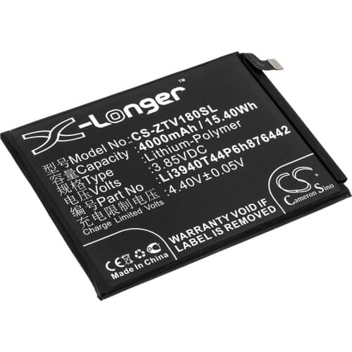 CS 4000mAh / 15.40Wh battery for Nubia NX612, NX612j, V18 Li3940T44P6h876442