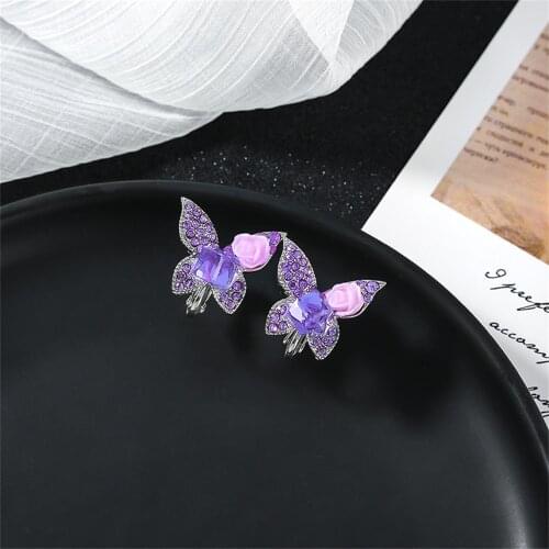 Baroque Cubic Zirconia Butterfly Earrings Women Earrings Banquet Couple Wedding Earrings Birthday Gift for Girl Fashion Jewelry