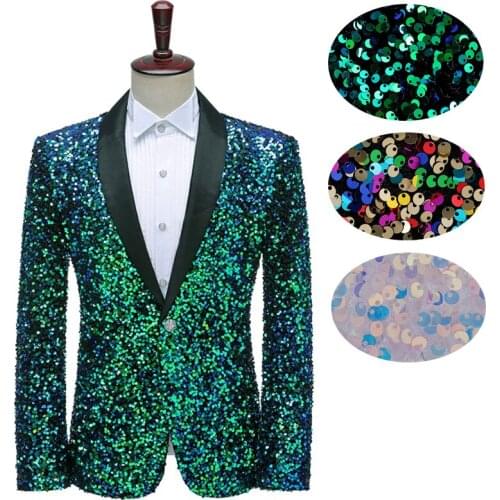 Blazer Jacket Stage Costumes For Singers Mens Dress Sequins Color Flashing Bar Nightclub Boy Host Singer Performance Suit