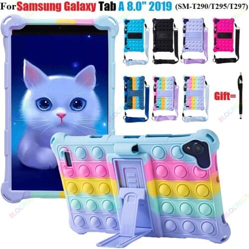 For Samsung Galaxy 8.0 inch SM-T290 SM-T295 T297 Tablet Case for Galaxy Tab A8.0 2019 Push it Bubble Fidget Reliver Stress Stand