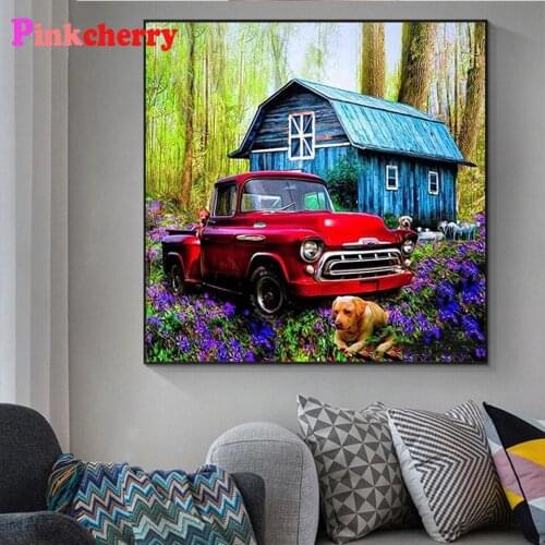 DIY Diamond Painting Natural Scenery Car Fashion Crystal Rhinestones Cross Stitch Animal Dog Embroidery Mosaic Childrens Toys