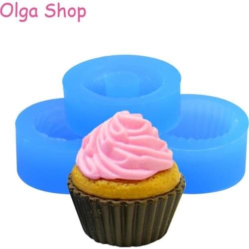 GYL159, GYL157, GYL158 One Set 3Pcs 3D Cupcake Silicone Mold Resin Candle Soap Polymer Clay Jewelry Key Ring Candy Chocolate