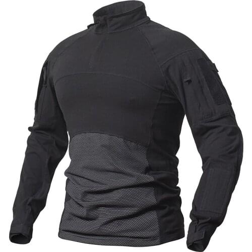 Black Combat Shirt Military Uniform Tactical Outdoor Gear Hunting Fishing Camping For Men Army Police Swat Use