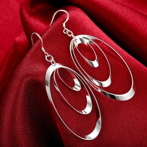 Classic luxury 925 Sterling Silver Three Circle Drop earrings for Woman fashion lady brands Jewelry elegant Christmas Gifts