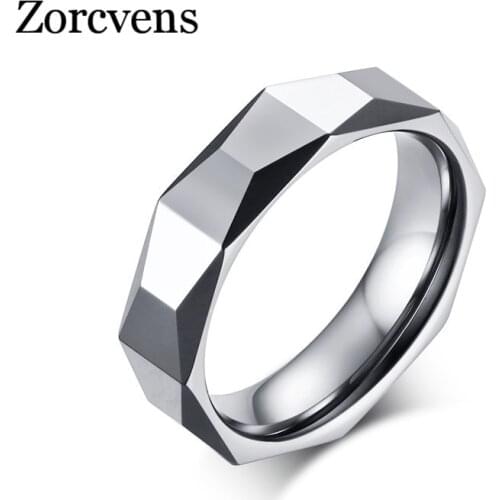 Modyle 5.5mm Ring Wide Faceted Cut Geometric Tungsten Carbide Wedding Rings For Men Jewelry Male Anillos Bague
