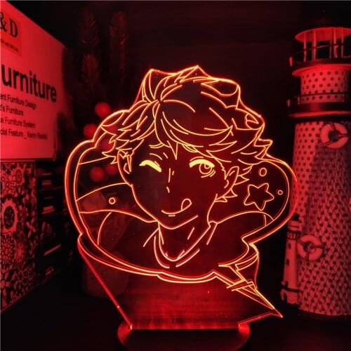 Haikyuu LED Night Light Anime Figure Lamp IWA-CHAN OIKAWA Lampara De Noche Dormitorio Bedroom Decor Kids Lampe Lighting 3D Lampe
