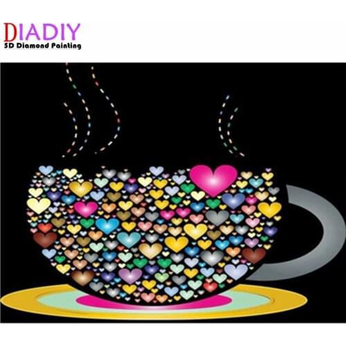 Square diamond painting DIY cross stitch kit coffee decoration painting 5D rhinestone embroidery mosaic embroidery new year gift