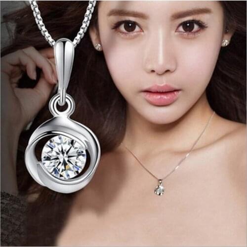 Lucky Exquisite Female 925 Sterling Silver Jewelry Beautiful Simple Popular Fashion Rose Pendant Necklaces N087