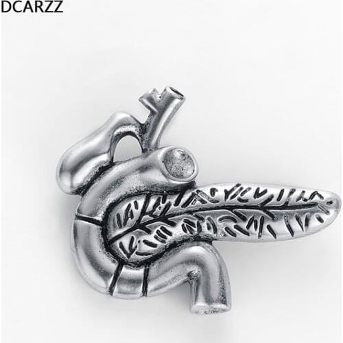 2019 Anitque Copper Pancreas Badge Pin Medical/Anatomy Pins Collar Accessories Doctor Nurses Day Gift Medical Jewelry Wholesale
