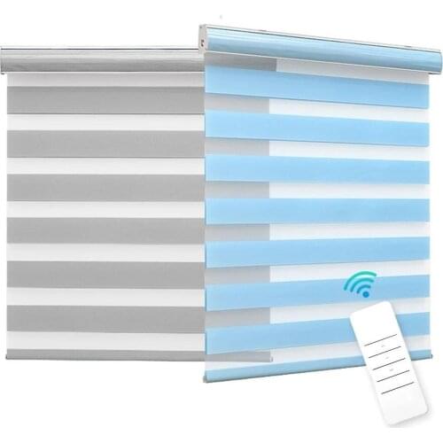 Motorized Horizontal Blinds Day Night Living Room Window Curtains Electric Zebra Roller Blinds for Windows